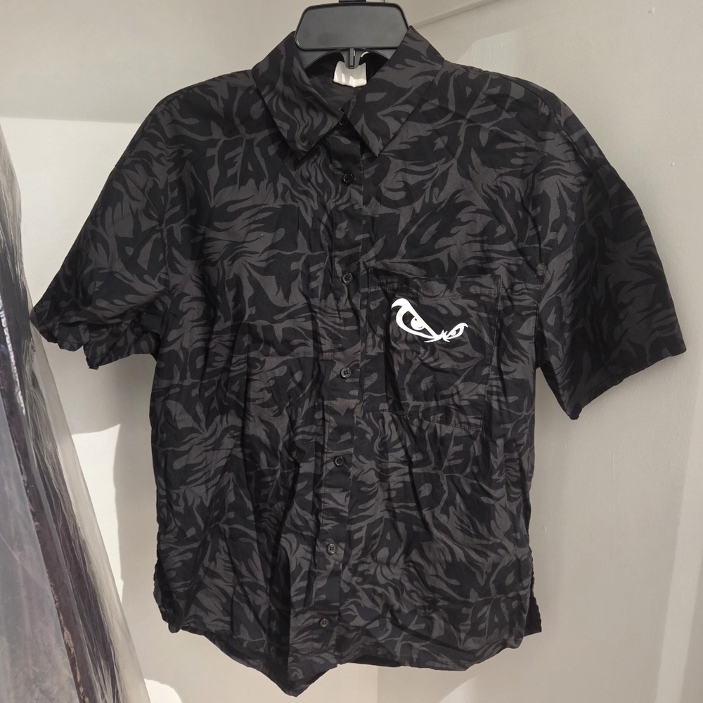 H&M x No Fear Patterned Button-Up Collared Shirt